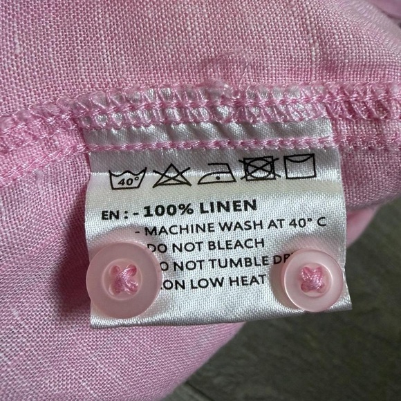 Free Line Athens 100% Linen Long Sleeve Button Down Shirt Size XL Pink Regular - Picture 7 of 8